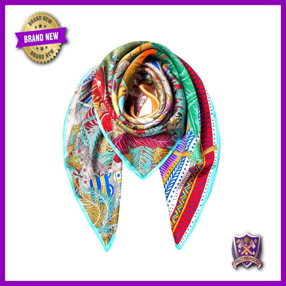 35" Square Mulberry Silk Scarf Shawl Head Wrap Lightweight Versatile